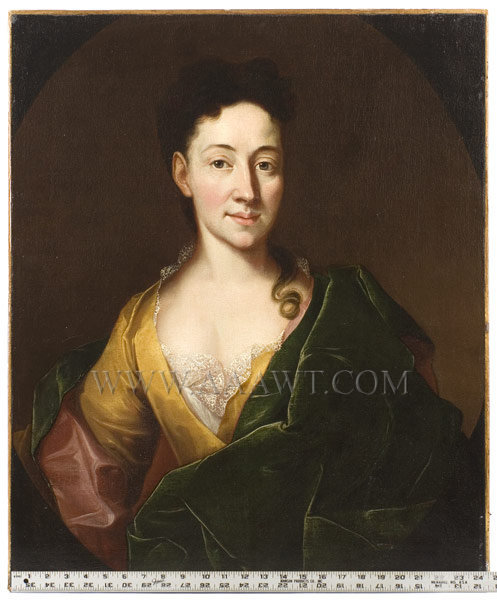 Portrait of Graceful Young Woman, Half Length in Green Velvet Wrap
English School in the Circle of Frederick Kerseboom (1632 to 1693), entire view